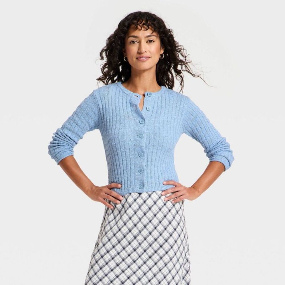 Women's Rib Cardigan - Universal Thread Blue L